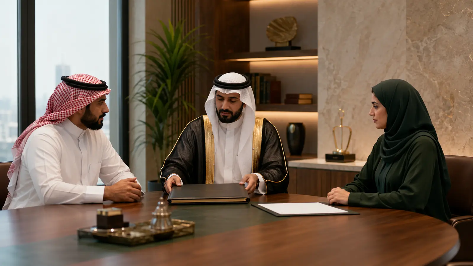 التعهد عن الغير في السعودية بين ثلاثة أطراف داخل مكتب قانوني